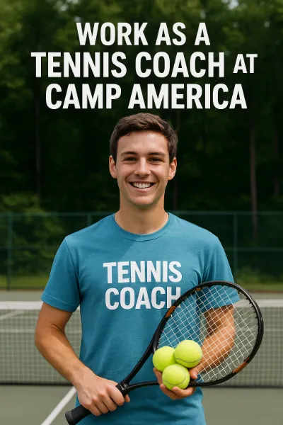 Monitor de campamento de verano en Estados Unidos como profesor de tenis